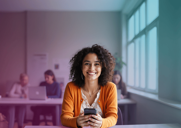 woman-mobile-orange-cardigan-officepsd